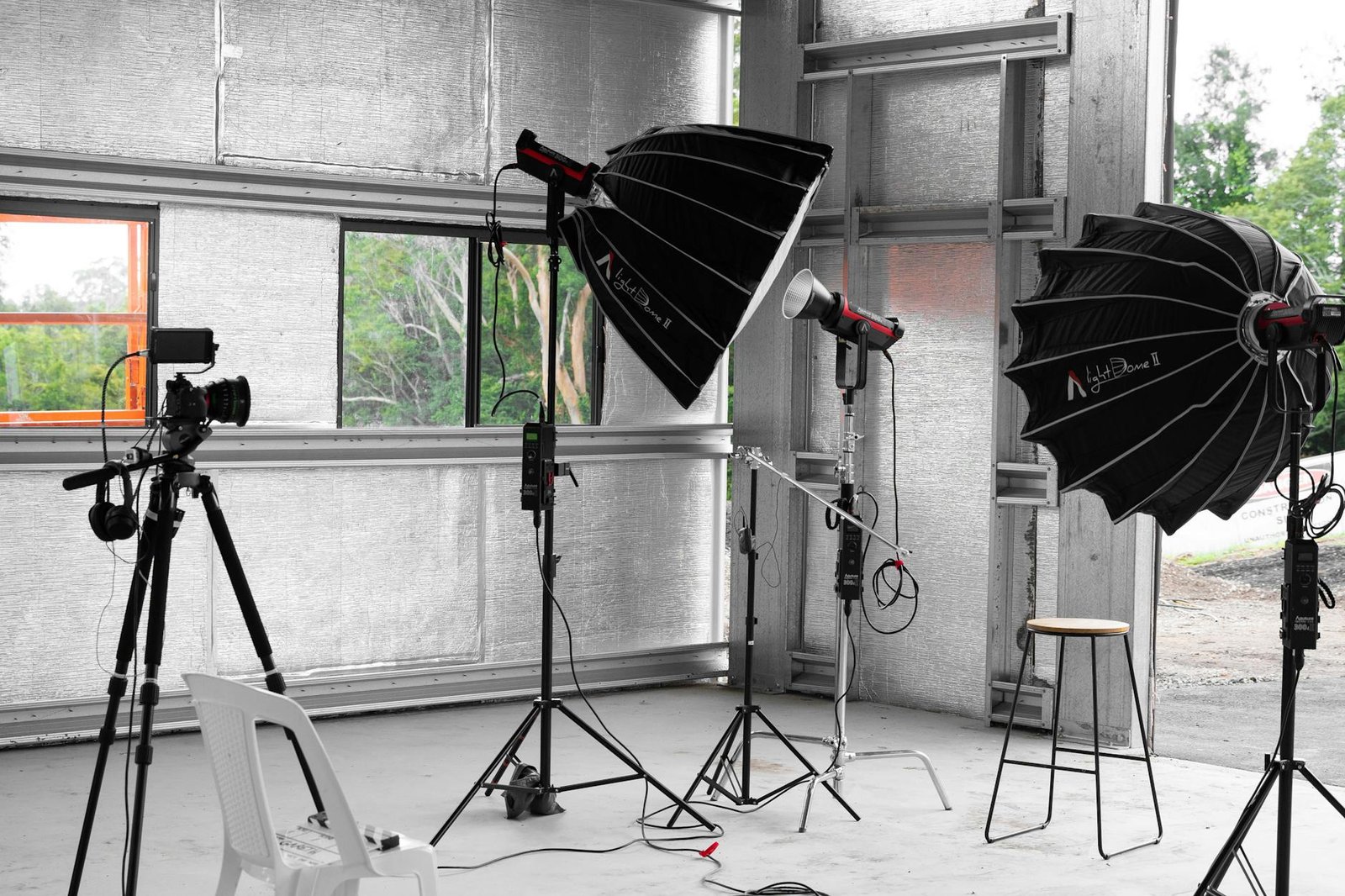 interior of photo studio with equipment, Camera Flashes